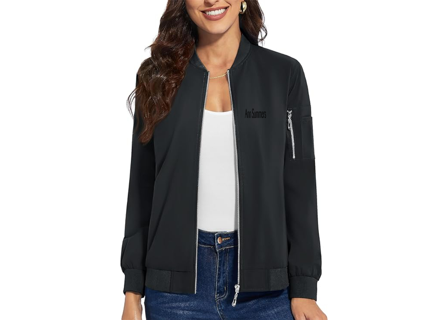 Women's Ann Summers Premium Bomber Jacket with Polished Detailing and Functional Sleeve Pocket Modern Luxury Outerwear