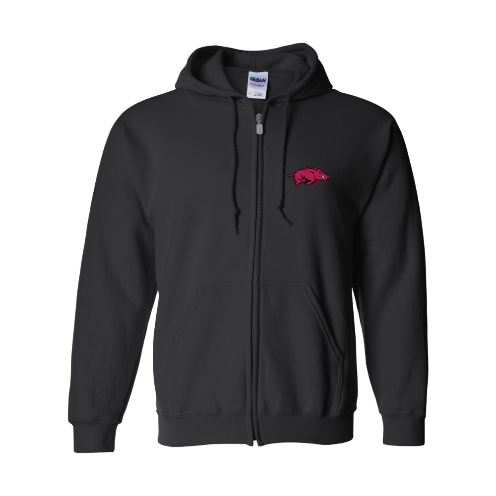 Men's Arkansas Razorbacks Gildan  Heavy Blend Full Zip Hooded Sweatshirt