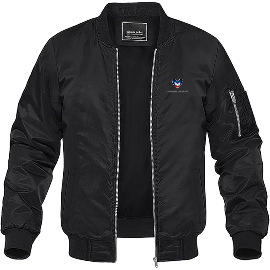 Men's Marussia Motors Logo Lightweight Bomber Jacket Windbreaker Softshell Varsity Jacket Coat