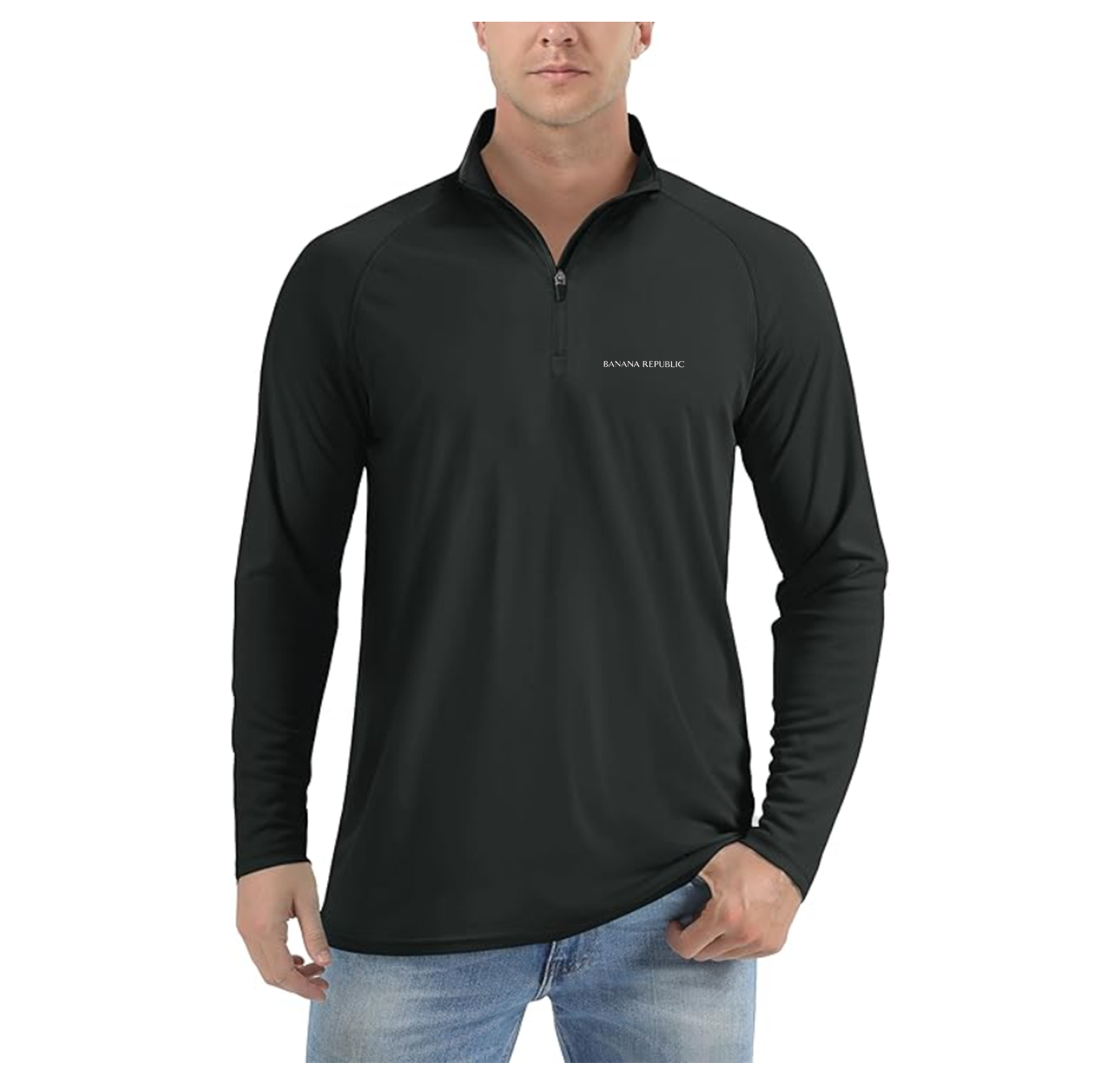 Men's Banana Republic Lightweight Quarter-Zip Athletic Shirt Long Sleeve Performance Wear