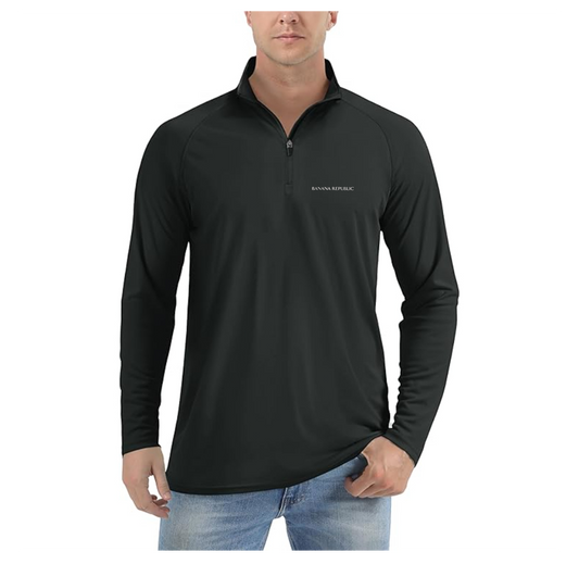 Men's Banana Republic Lightweight Quarter-Zip Athletic Shirt Long Sleeve Performance Wear