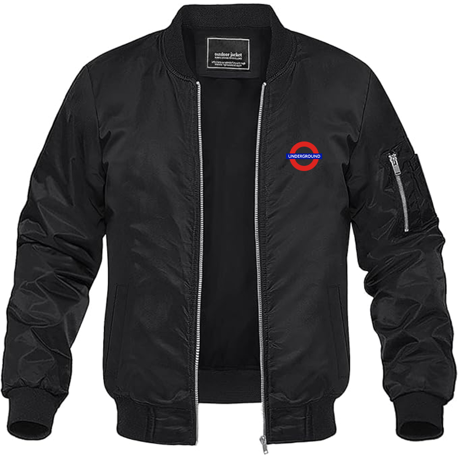 Men's London Tube Logo Lightweight Bomber Jacket Windbreaker Softshell Varsity Jacket Coat