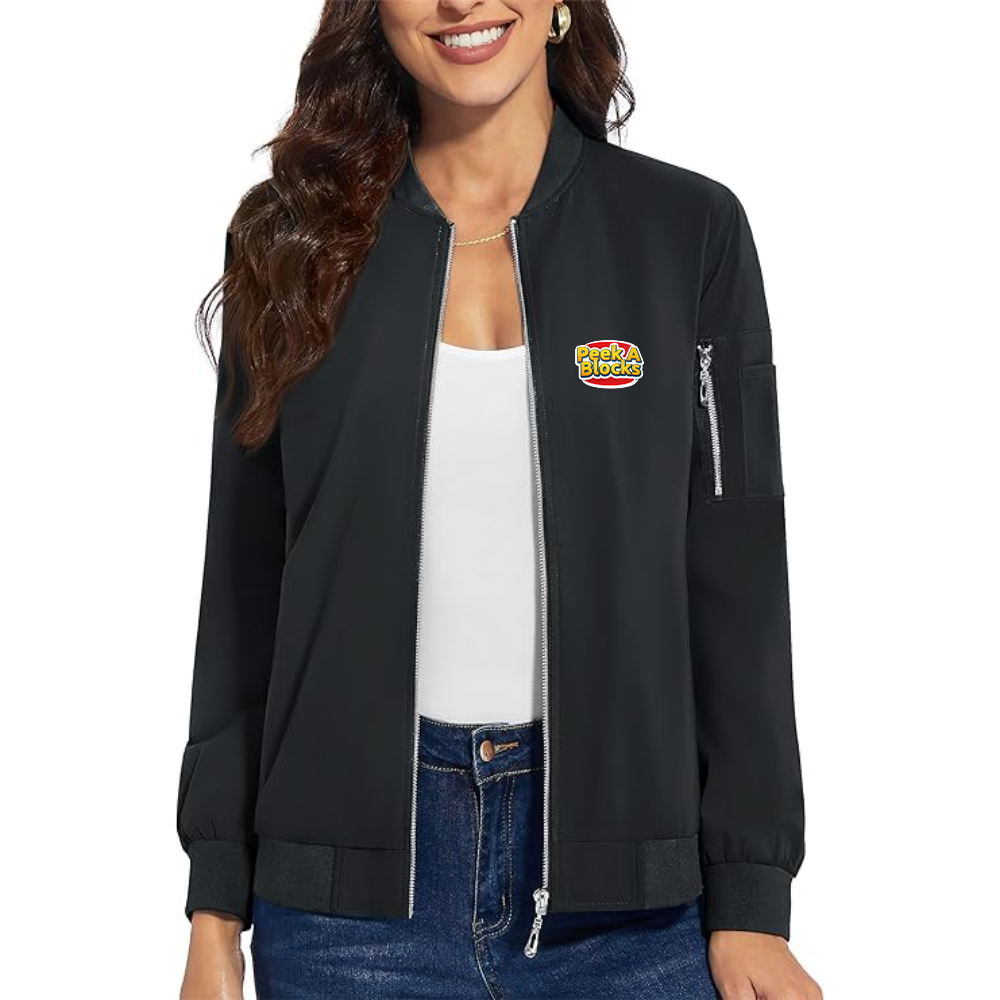 Women's Peek A Blocks  Premium Bomber Jacket with Polished Detailing and Functional Sleeve Pocket Modern Luxury Outerwear