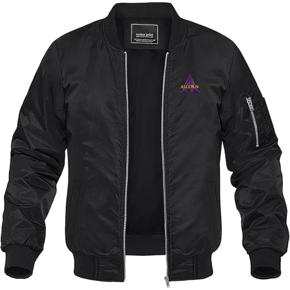 Men's Alcorn State Braves   Lightweight Bomber Jacket Windbreaker Softshell Varsity Jacket Coat