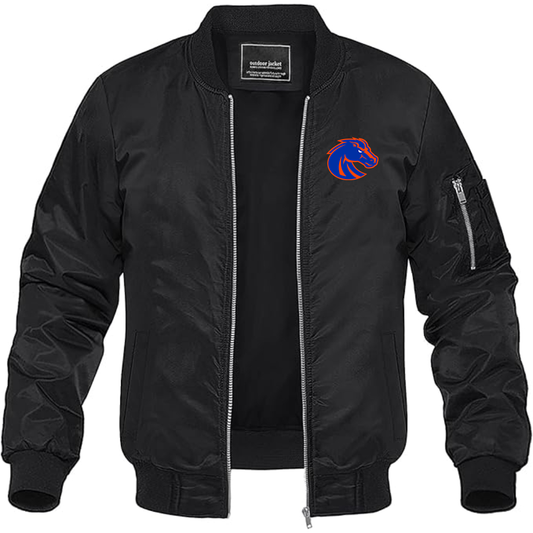 Men's Boise State Broncos  Lightweight Bomber Jacket Windbreaker Softshell Varsity Jacket Coat