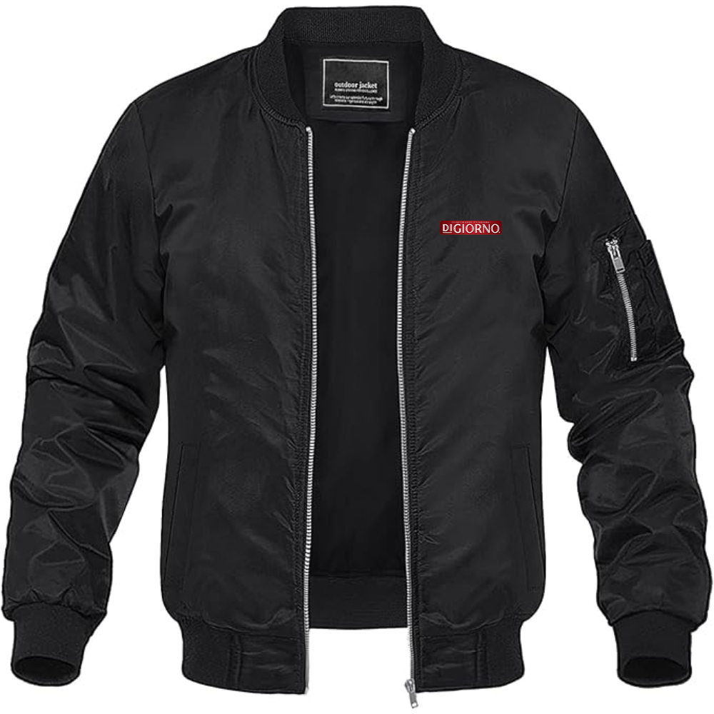 Men's DiGiorno Logo Lightweight Bomber Jacket Windbreaker Softshell Varsity Jacket Coat