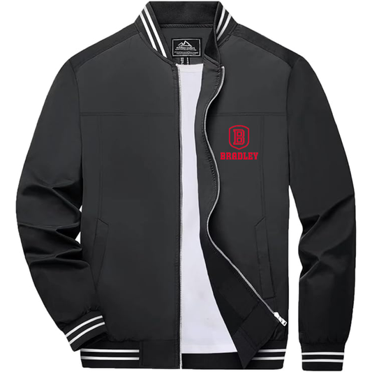 Men's Bradley Braves Lightweight Zip-Up Bomber Jacket with Ribbed Collar and Cuffs Versatile Casual Outerwear