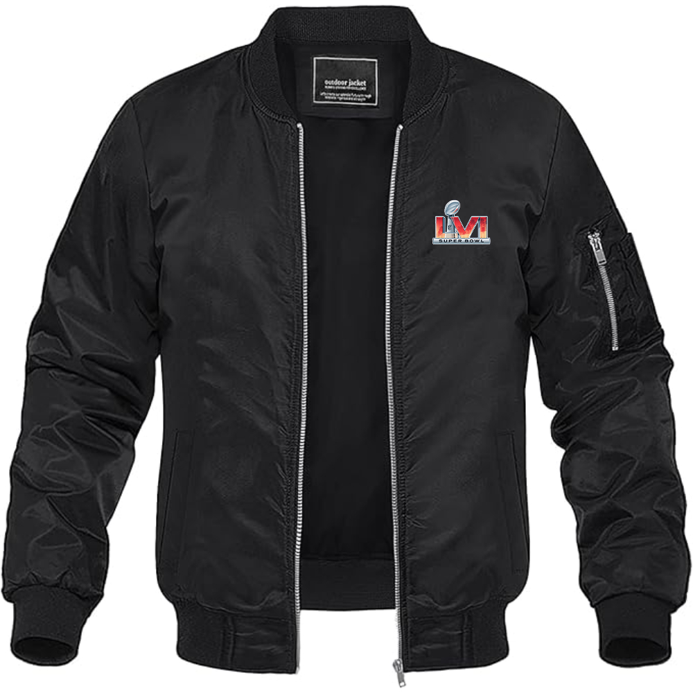 Men's Superbowl LVI Logo  Lightweight Bomber Jacket Windbreaker Softshell Varsity Jacket Coat
