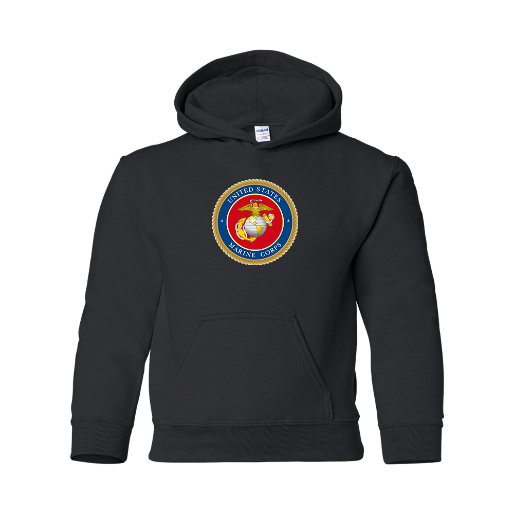 Youth  USMC Emblem Gildan Heavy Blend  Hooded Sweatshirt