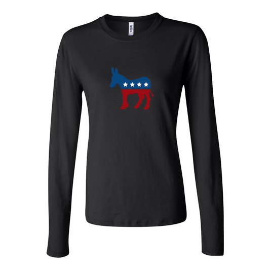 BELLA CANVAS Women’s Democrat Election Symbol Jersey Long Sleeve Tee