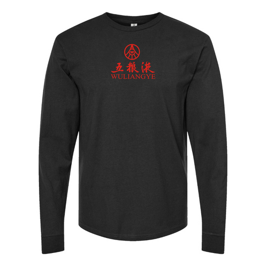 Men's Wuliangye Logo Cotton Long Sleeve T-Shirt