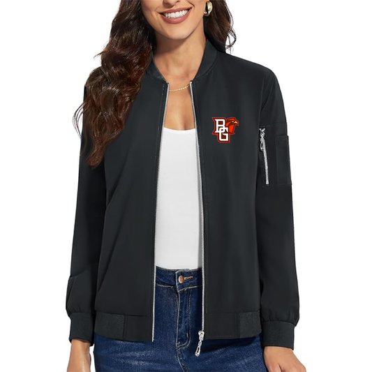 Women's Bowling Green Falcons  Premium Bomber Jacket with Polished Detailing and Functional Sleeve Pocket Modern Luxury Outerwear
