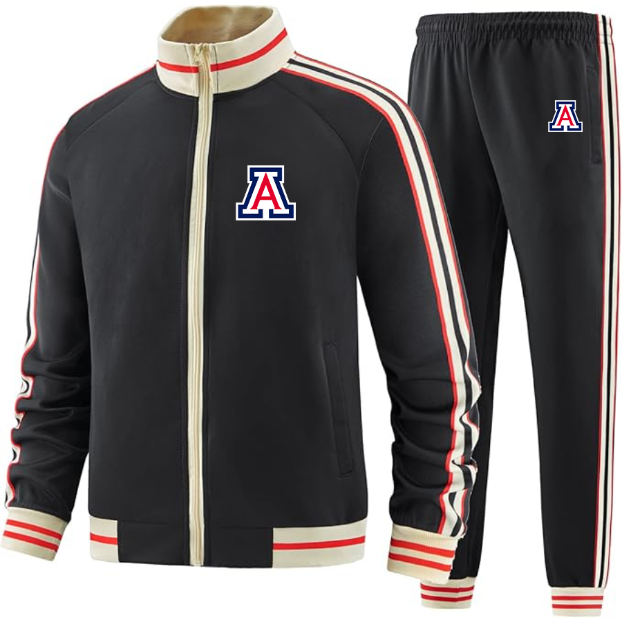 Men's  Arizona Wildcats Two Piece Designer Tracksuit with Bold Striped Accents and Zippered Front Elevated Athletic Wear