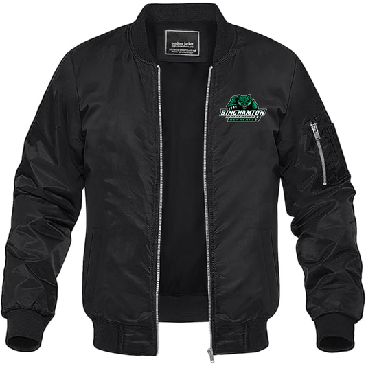 Men's  Binghamton Bearcats Lightweight Bomber Jacket Windbreaker Softshell Varsity Jacket Coat