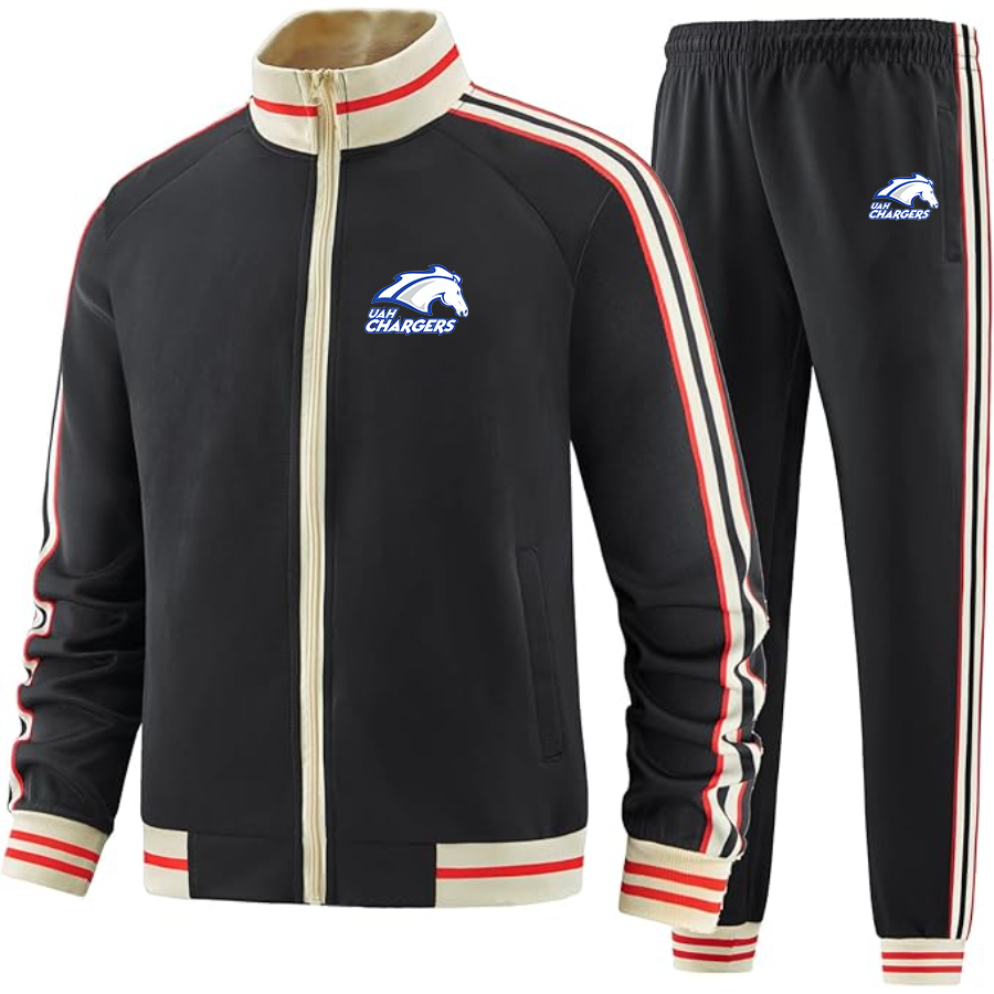 Men's Alabama Huntsville Chargers  Two Piece Designer Tracksuit with Bold Striped Accents and Zippered Front Elevated Athletic Wear