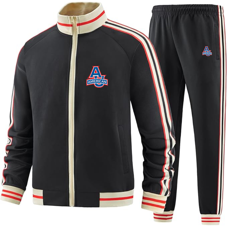Men's American Eagles Two Piece Designer Tracksuit with Bold Striped Accents and Zippered Front Elevated Athletic