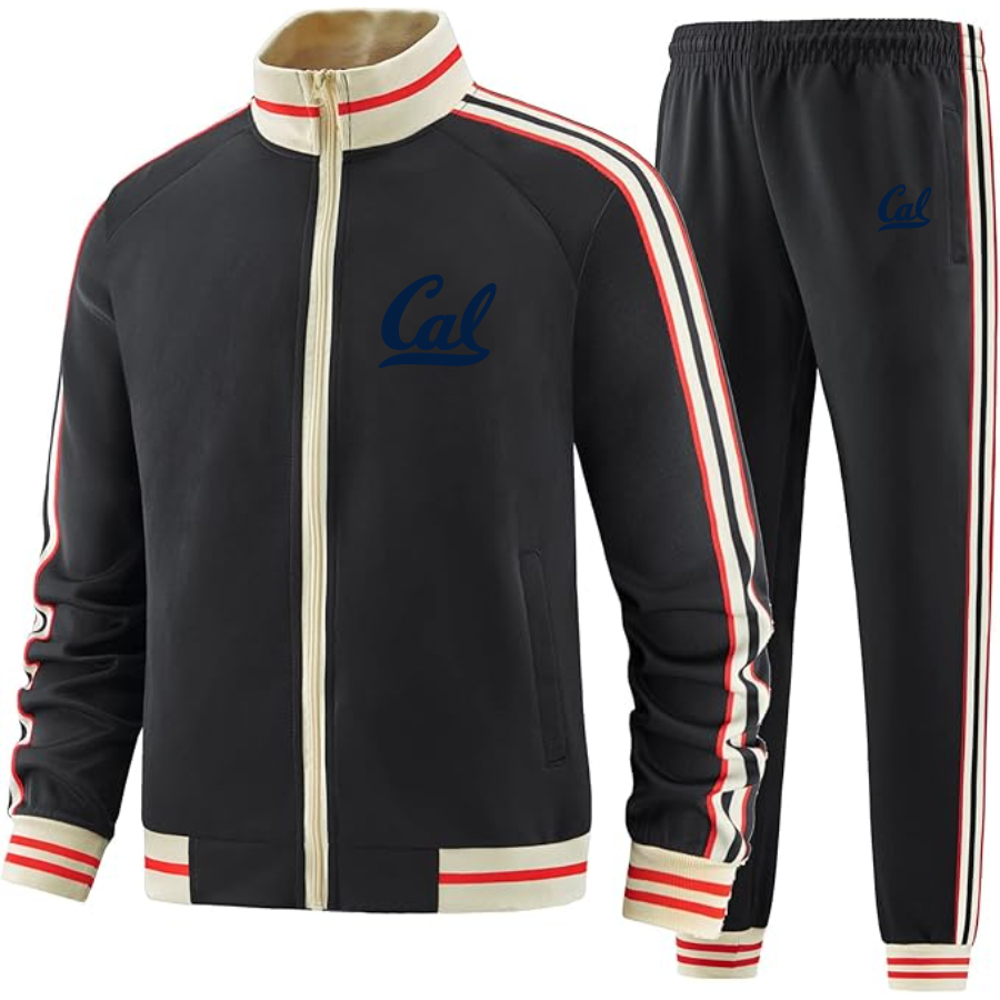 Men's California Golden Bears Two Piece Designer Tracksuit with Bold Striped Accents and Zippered Front Elevated Athletic