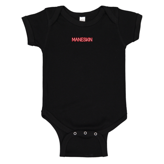 Maneskin Red Neon Letter Logo Baby Onesie Romper