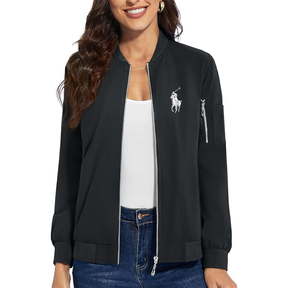 Women's  Polo Ralph Lauren Premium Bomber Jacket with Polished Detailing and Functional Sleeve Pocket Modern Luxury Outerwear