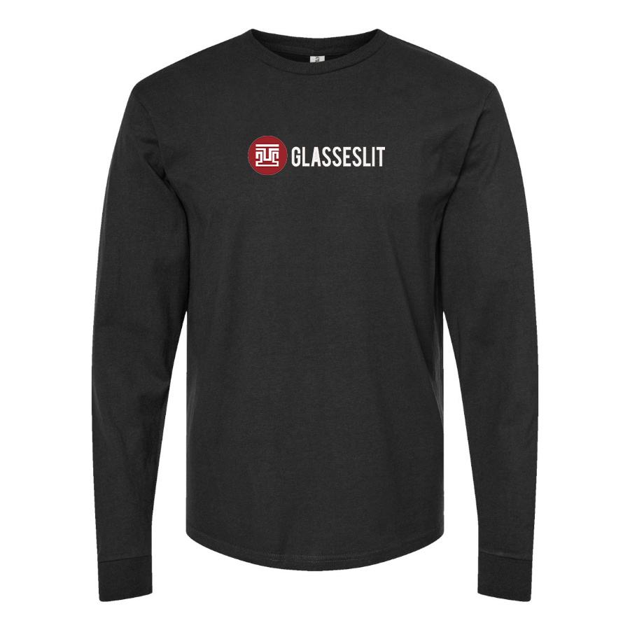 Men's Glasseslit Logo  Cotton Long Sleeve T-Shirt