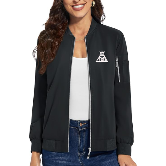 Women's Fall Out Boy  Premium Bomber Jacket with Polished Detailing and Functional Sleeve Pocket Modern Luxury Outerwear