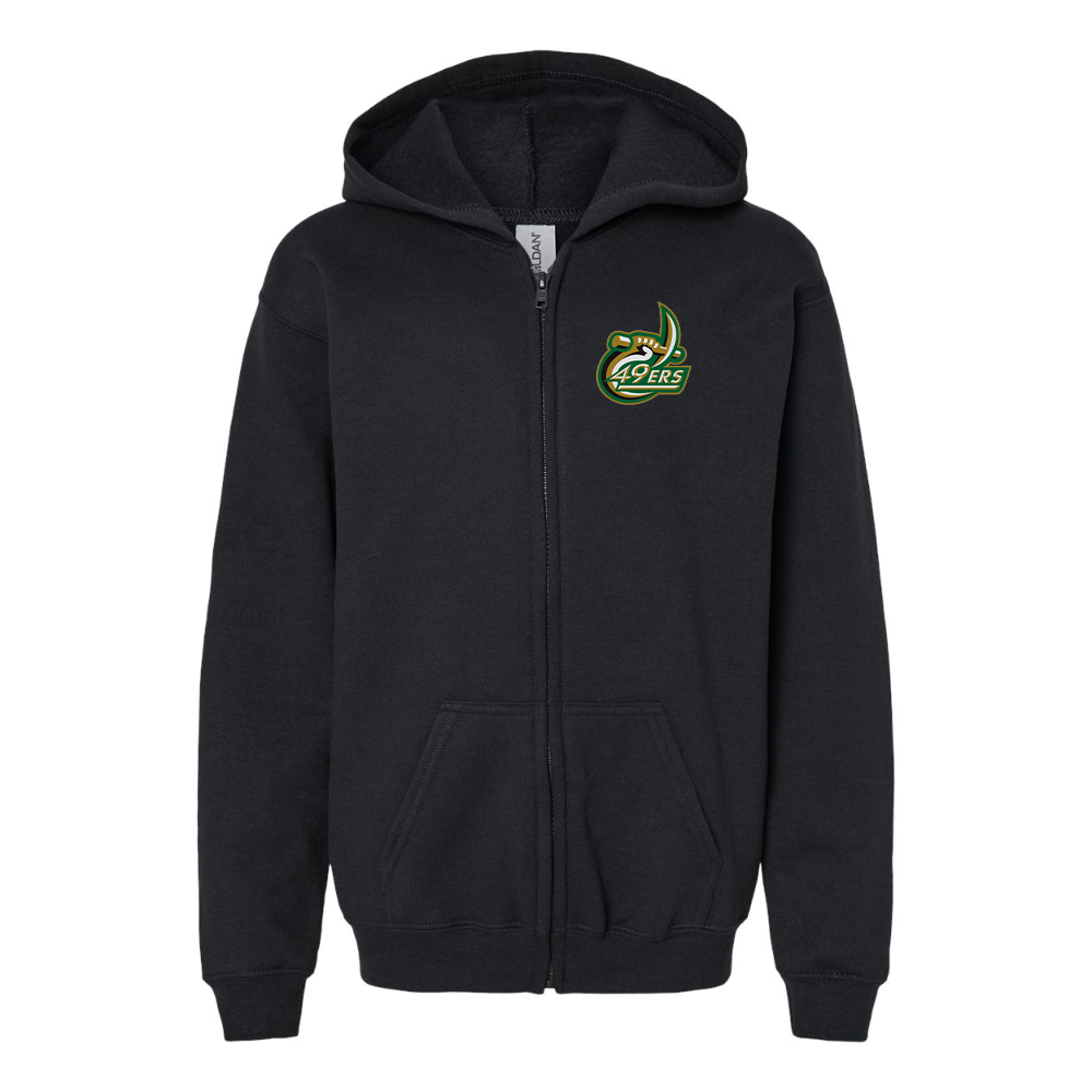 Youth Charlotte 49ers Gildan Heavy Blend Full Zip Hooded Sweatshirt