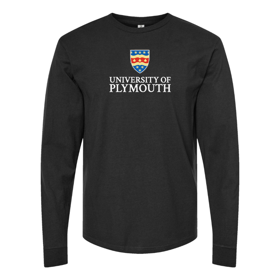 Men's University of Plymouth Logo  Cotton Long Sleeve T-Shirt