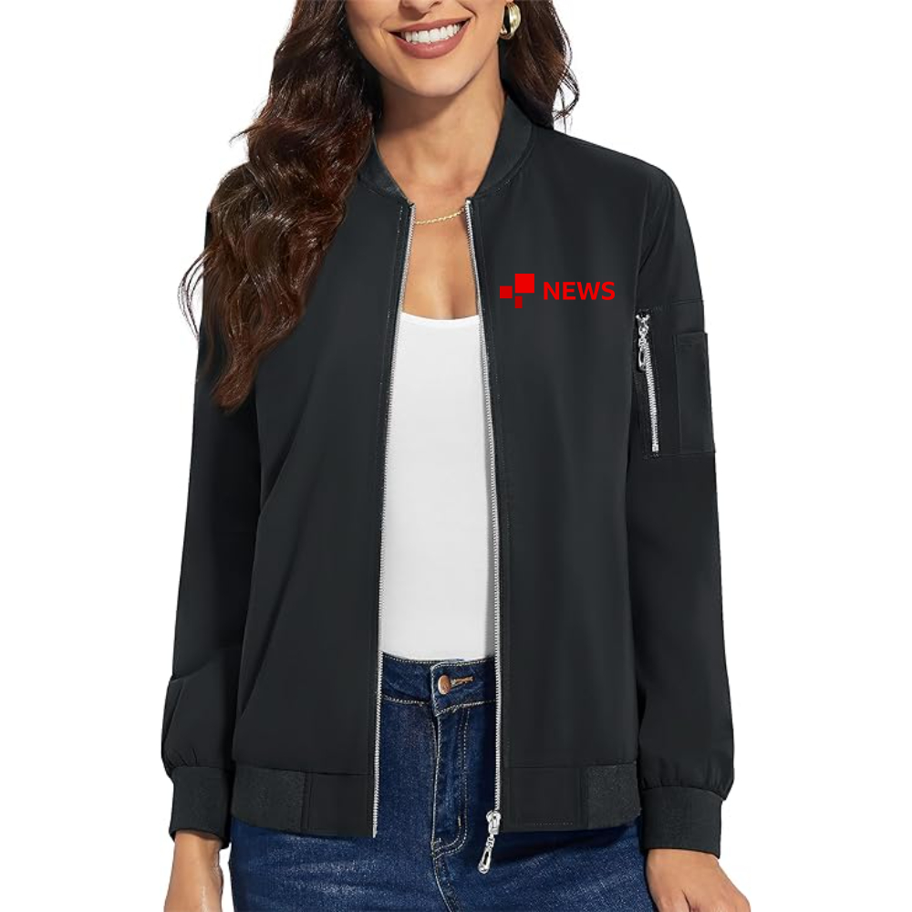 Women's  BBC News  Premium Bomber Jacket with Polished Detailing and Functional Sleeve Pocket Modern Luxury Outerwear