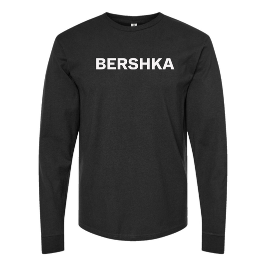 Men's Bershka Logo Cotton Long Sleeve T-Shirt
