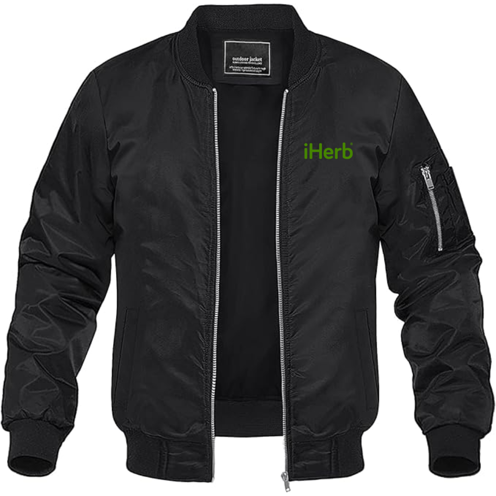 Men's iHerb Logo Lightweight Bomber Jacket Windbreaker Softshell Varsity Jacket Coat