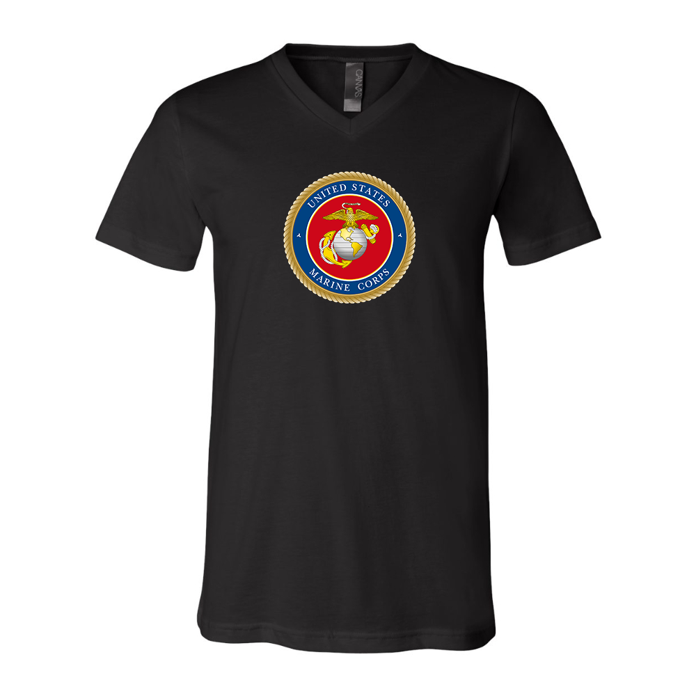 USMC Emblem BELLA  CANVAS - Jersey V-Neck T-Shirt