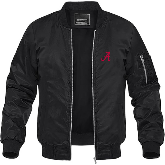 Men's Alabama Crimson Tide Logo Lightweight Bomber Jacket Windbreaker Softshell Varsity Jacket Coat