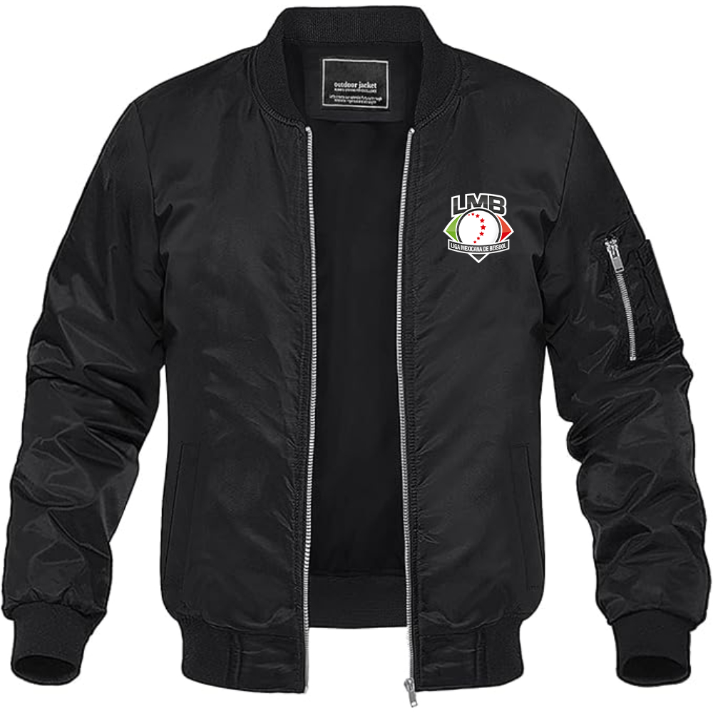 Men's Liga Mexicana de Béisbol Logo Lightweight Bomber Jacket Windbreaker Softshell Varsity Jacket Coat