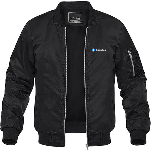 Men's OpenSea Logo Lightweight Bomber Jacket Windbreaker Softshell Varsity Jacket Coat