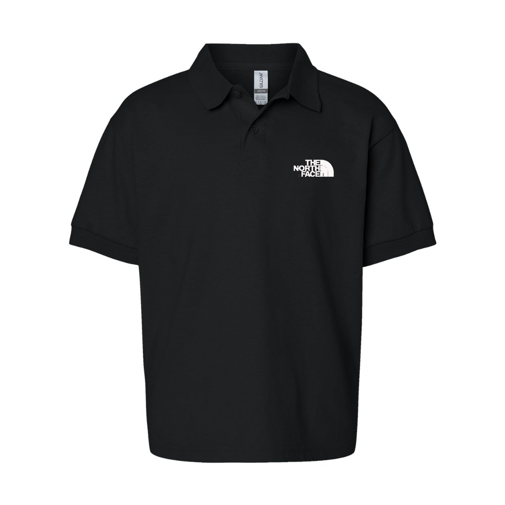 Youth  The North Face Black   Gildan Dry Blend Jersey Polo
