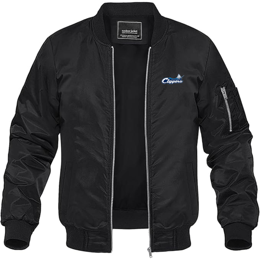 Men's Columbus Clippers Logo Lightweight Bomber Jacket Windbreaker Softshell Varsity Jacket Coat