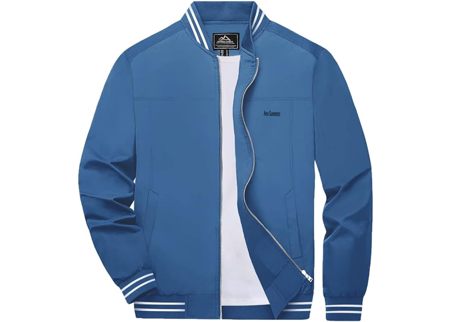 Men's Ann Summers Lightweight Zip-Up Bomber Jacket with Ribbed Collar and Cuffs Versatile Casual Outerwear