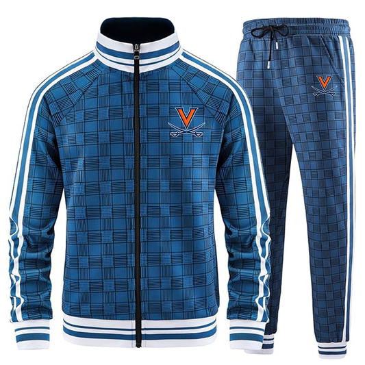 Men's (Design Here)  Tracksuits Full-zip Long Sleeve Plaid Track Jackets and Pants 2 Piece