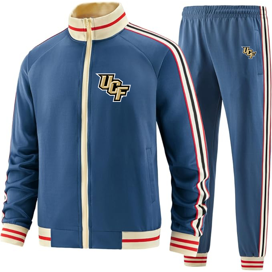 Men's Central Florida Knights  Two Piece Designer Tracksuit with Bold Striped Accents and Zippered Front Elevated Athletic