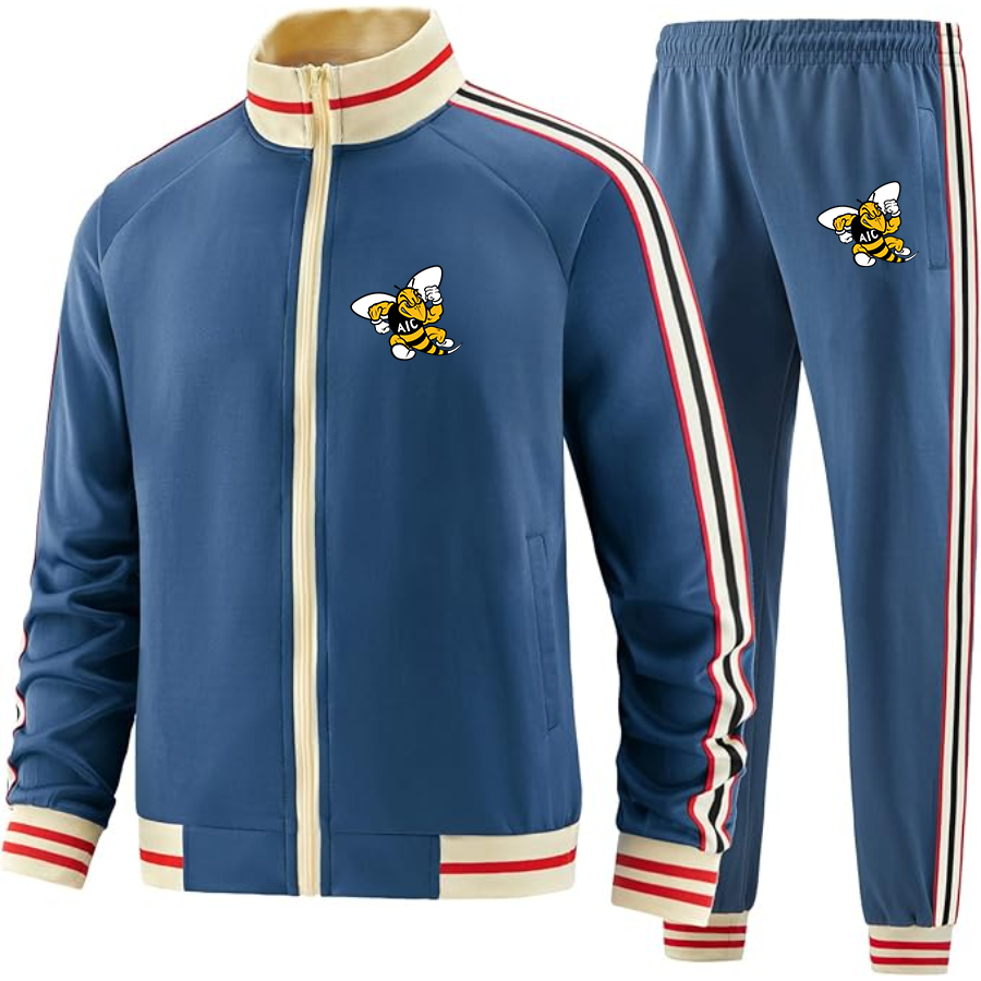 Men's AIC Yellow Jackets   Two Piece Designer Tracksuit with Bold Striped Accents and Zippered Front Elevated Athletic Wear