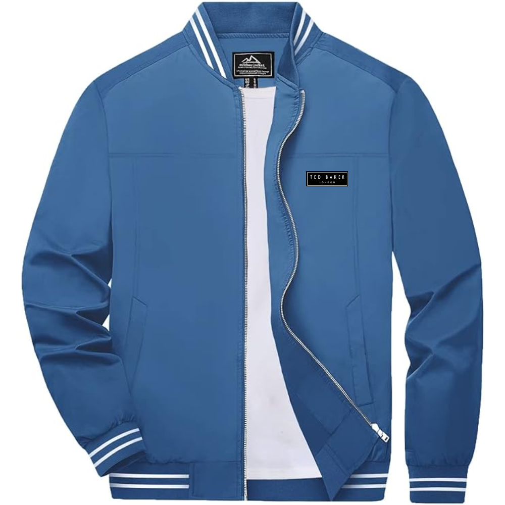 Men's Ted Baker Lightweight Zip-Up Bomber Jacket with Ribbed Collar and Cuffs Versatile Casual Outerwear