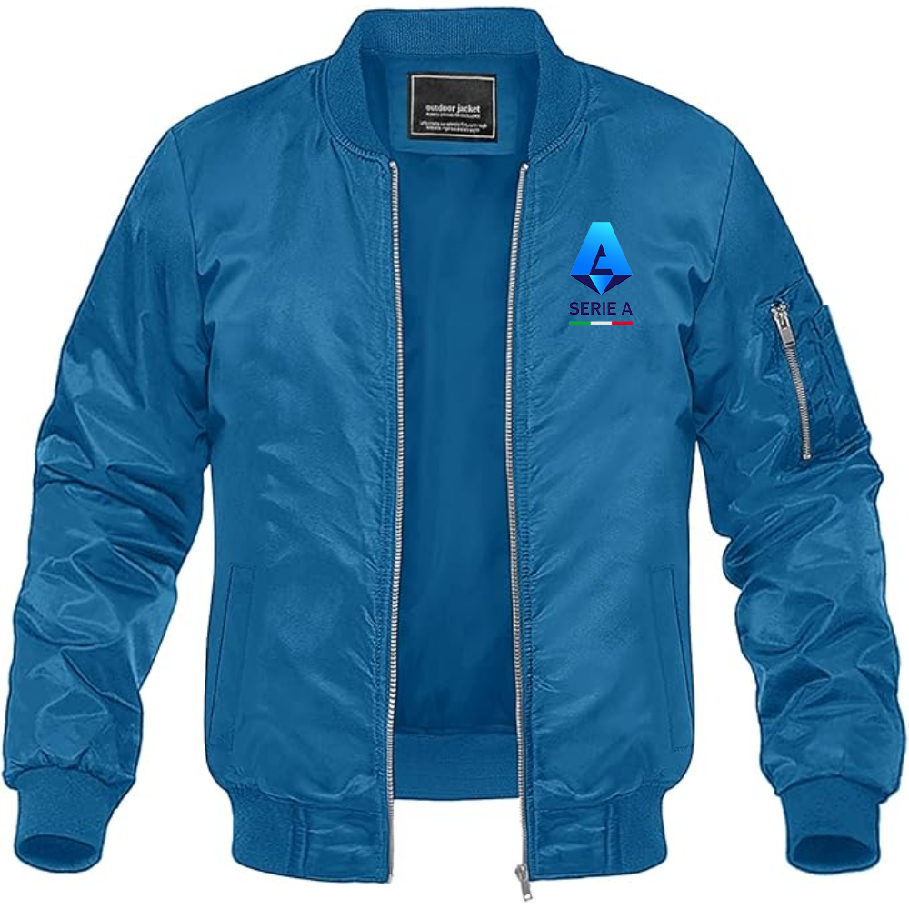 Men's  Italian Serie A Logo Lightweight Bomber Jacket Windbreaker Softshell Varsity Jacket Coat