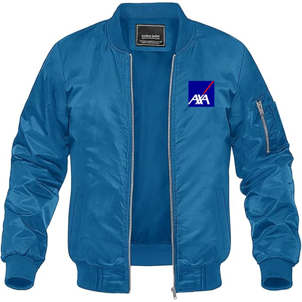 Men's Axa Logo Lightweight Bomber Jacket Windbreaker Softshell Varsity Jacket Coat