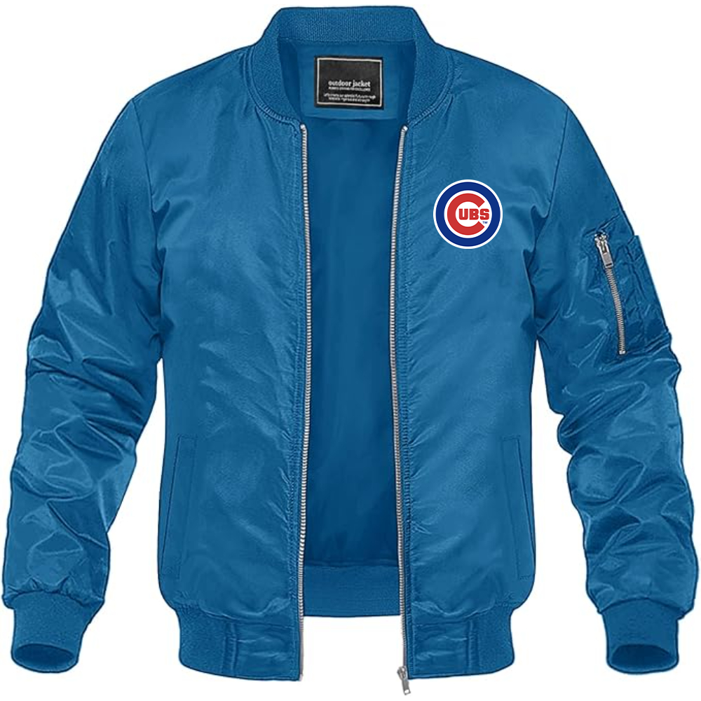 Men's Chicago Cubs Logo Lightweight Bomber Jacket Windbreaker Softshell Varsity Jacket Coat