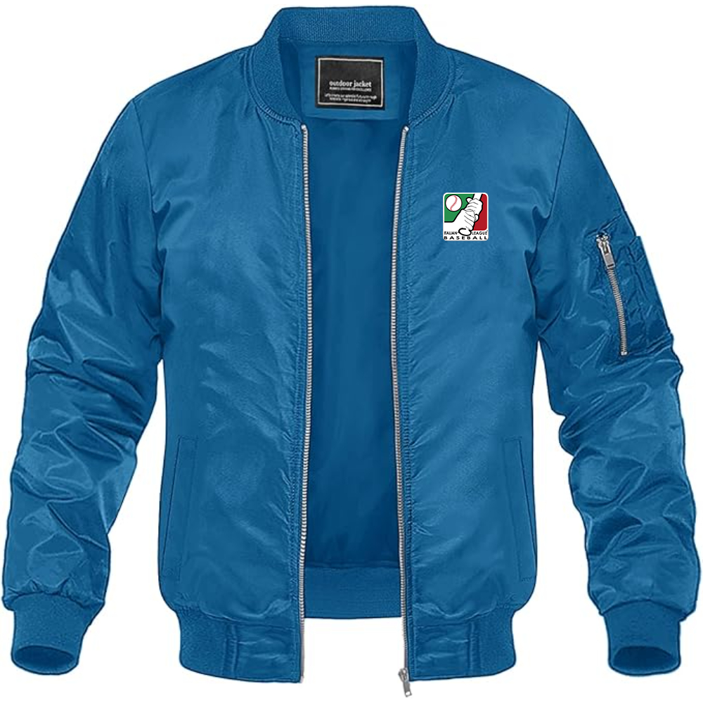 Men's  Italian Baseball League Logo Lightweight Bomber Jacket Windbreaker Softshell Varsity Jacket Coat