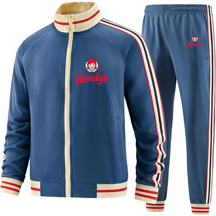 Men's  Wendy_s Two Piece Designer Tracksuit with Bold Striped Accents and Zippered Front Elevated Athletic Wear