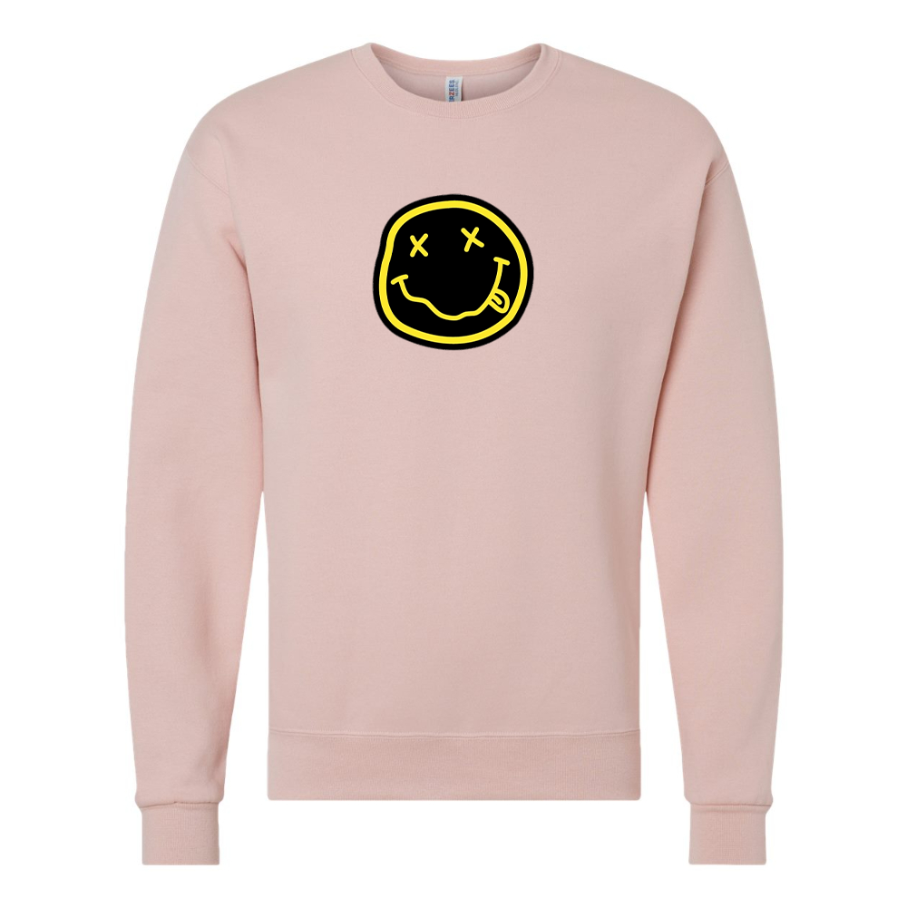 Men's Nirvana Yellow and Black Face JERZEES NuBlend Crewneck Sweatshirt