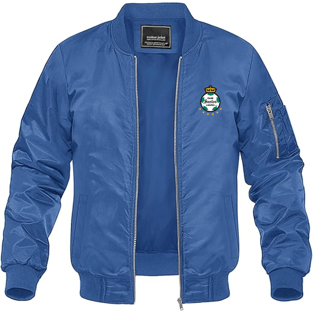 Men's Santos Laguna Soccer Lightweight Bomber Jacket Windbreaker Softshell Varsity Jacket Coat