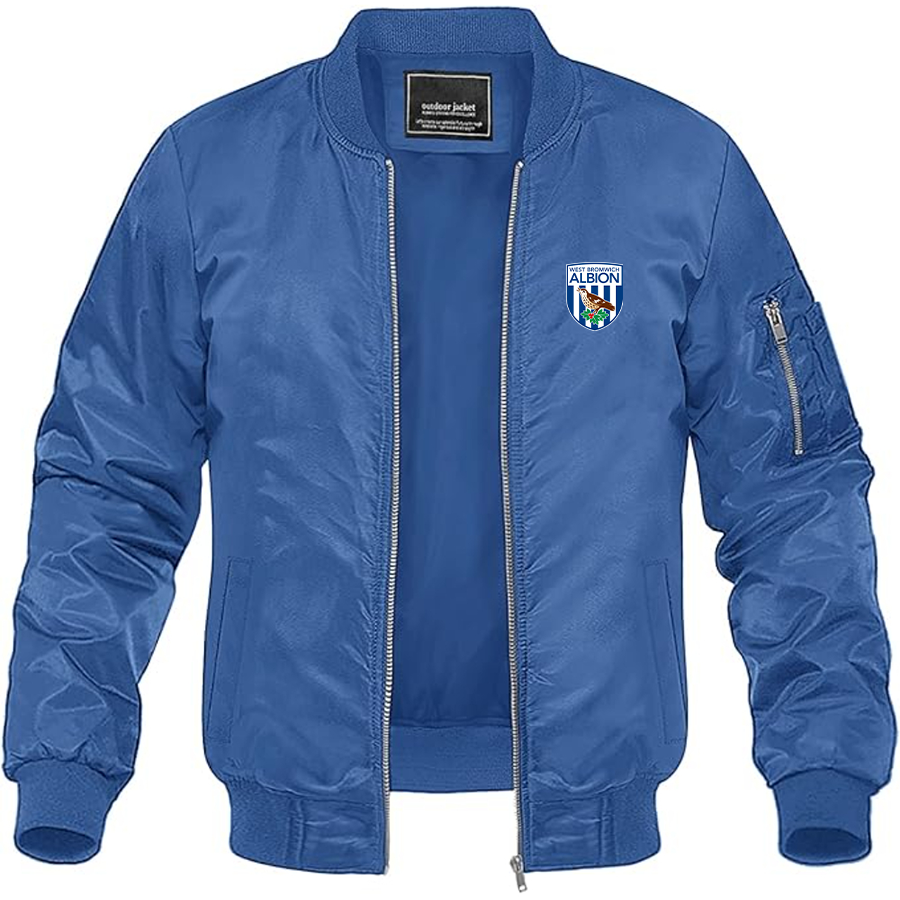 Men's West Bromwich Albion Soccer Lightweight Bomber Jacket Windbreaker Softshell Varsity Jacket Coat
