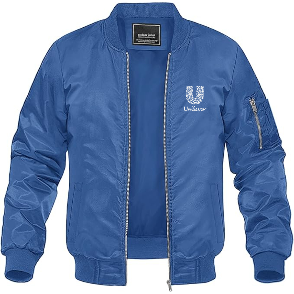 Men's Unilever Logo Lightweight Bomber Jacket Windbreaker Softshell Varsity Jacket Coat